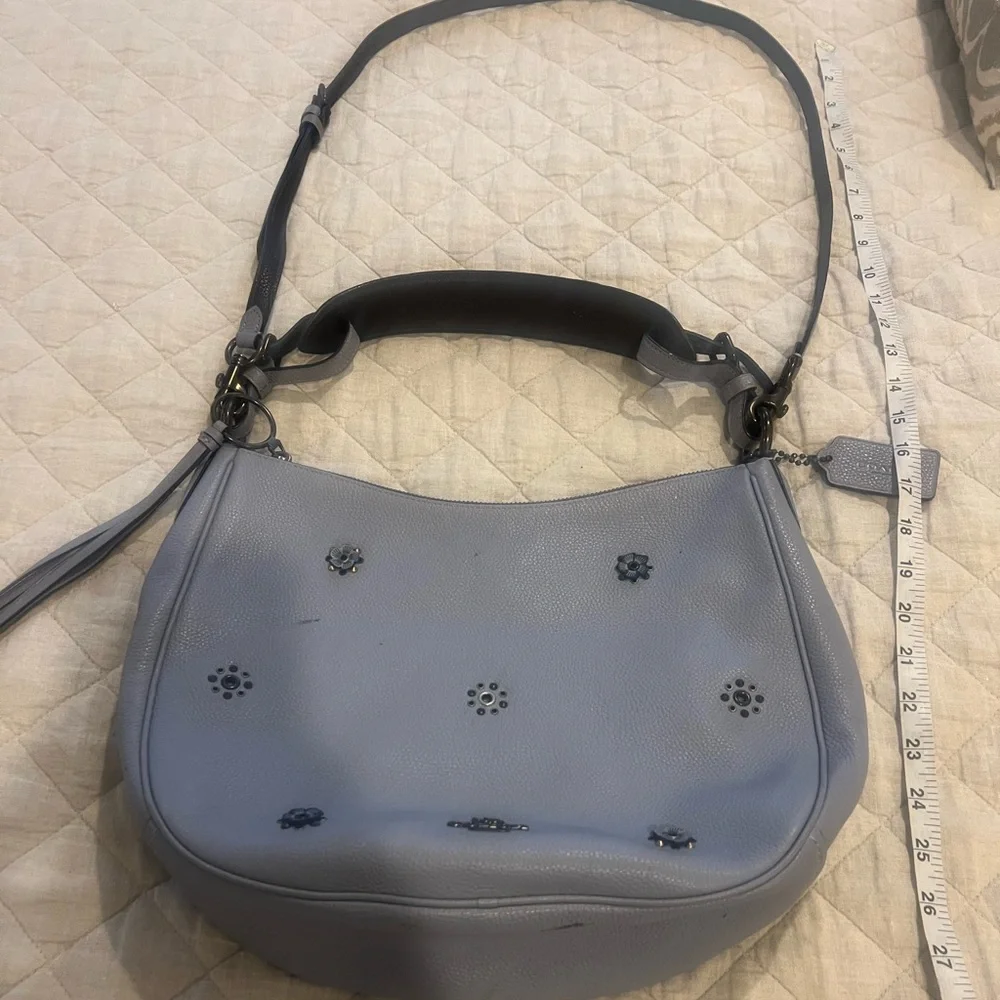 Coach Sutton Leather Hobo With Scattered Rivets Mist